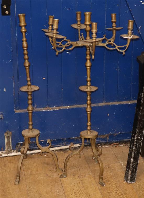 Two Judaica bronze candelabra/candlesticks, early 20th century Larger H.92cm